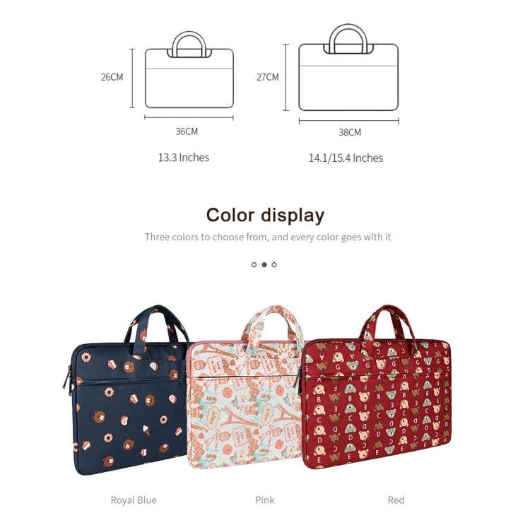 ST01DZ Lightweight Canvas Printed Laptop Bag, Size:13.3 inch(Flower Pink)
