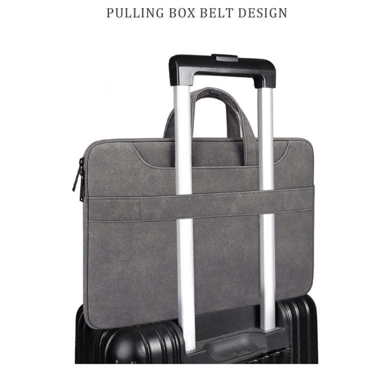 ST06SDJ Frosted PU Business Laptop Bag with Detachable Shoulder Strap, Size:13.3 inch(Light Gray)