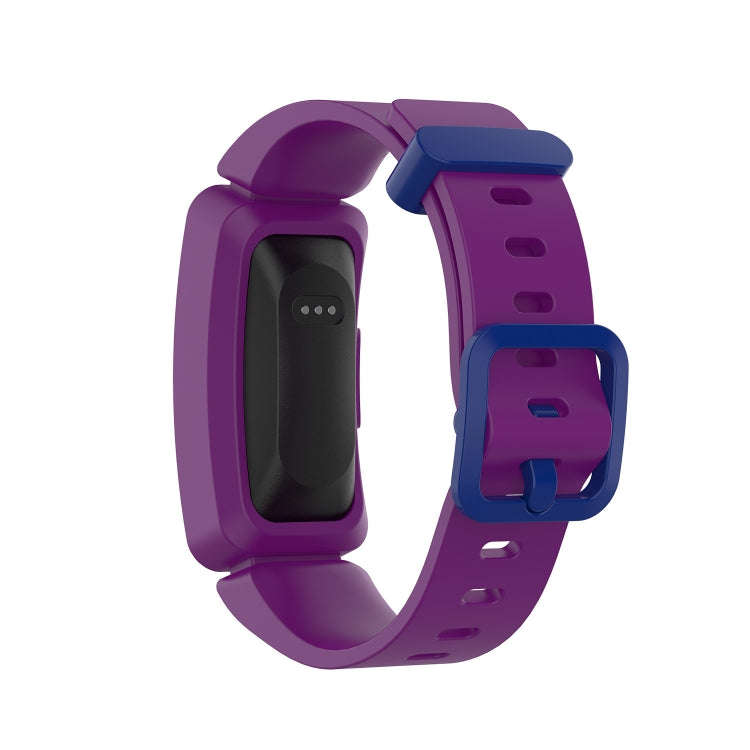 Smart Watch Silicon Watch Band for Fitbit Inspire HR(Dark Purple + Dark Blue Buckle)