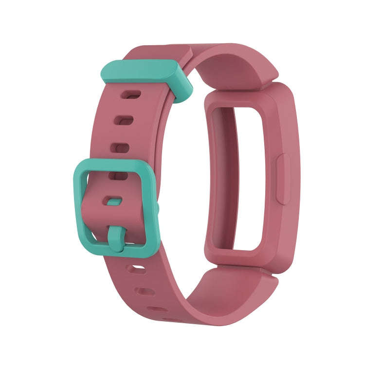 Smart Watch Silicon Watch Band for Fitbit Inspire HR(Watermelon Red + Green Buckle)