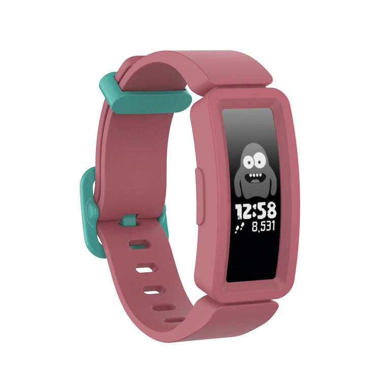 Smart Watch Silicon Watch Band for Fitbit Inspire HR(Watermelon Red + Green Buckle)