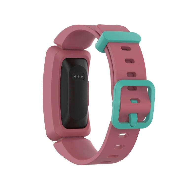 Smart Watch Silicon Watch Band for Fitbit Inspire HR(Watermelon Red + Green Buckle)