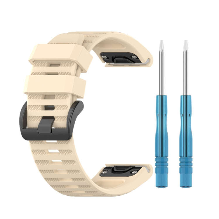For Garmin Fenix 6 22mm Smart Watch Quick Release Silicon Watch Band(Beige)