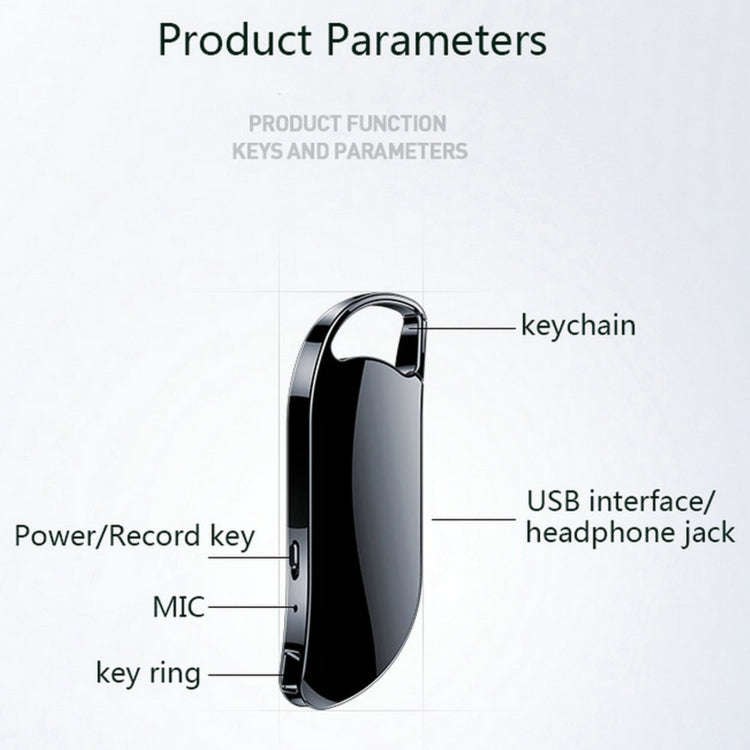 V11 Portable Keychain HD Recording Pen Voice Recorder, Capacity:32GB(Black)