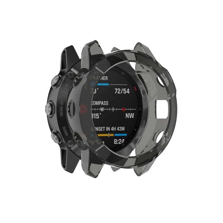 For Garmin Fenix 6 / 6 Pro Smart Watch Half Coverage TPU Protective Case(Transparent Black)