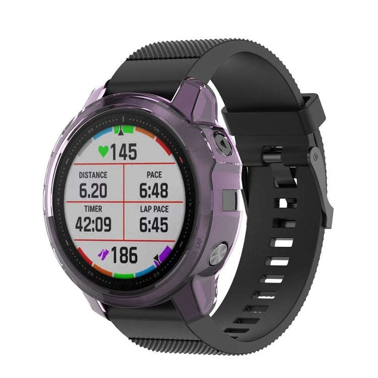 For Garmin Fenix 6S / 6S Pro Smart Watch Half Coverage TPU Protective Case(Transparent Purple)