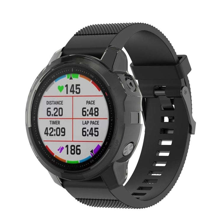 For Garmin Fenix 6S / 6S Pro Smart Watch Half Coverage TPU Protective Case(Transparent Black)