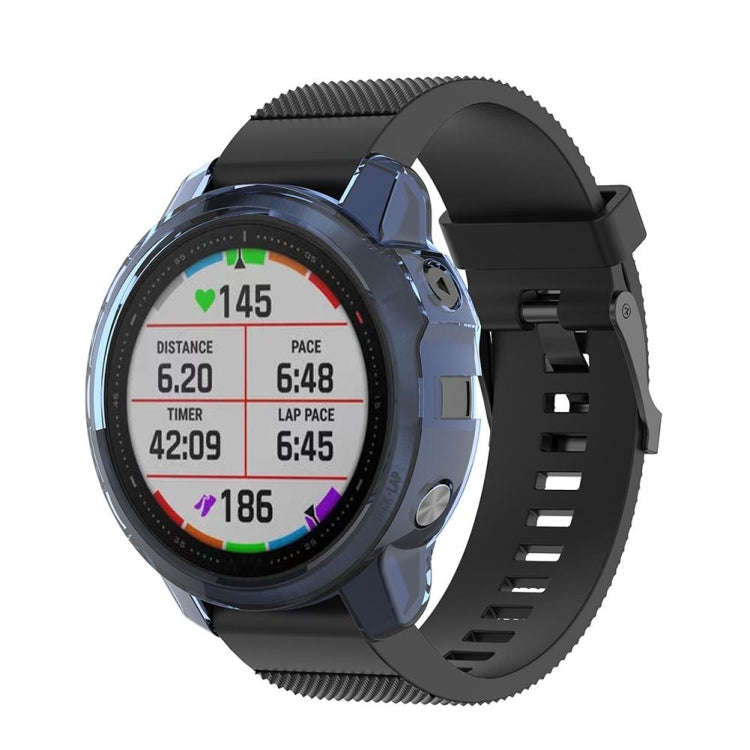 For Garmin Fenix 6S / 6S Pro Smart Watch Half Coverage TPU Protective Case(Transparent Blue)