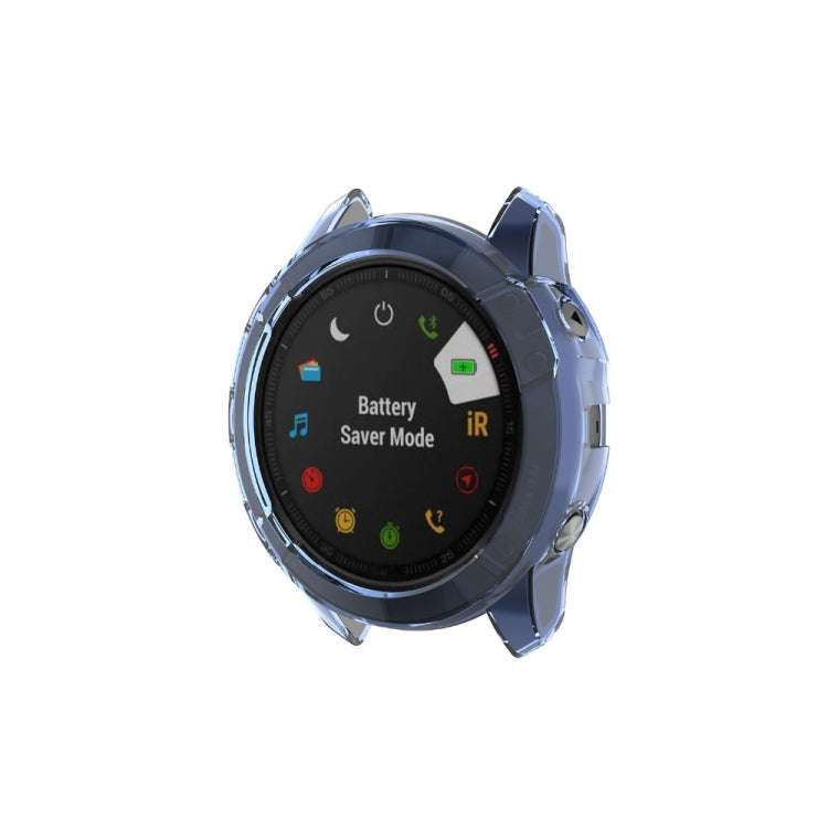 For Garmin Fenix 6X / 6X Pro Smart Watch Half Coverage TPU Protective Case(Transparent Blue)