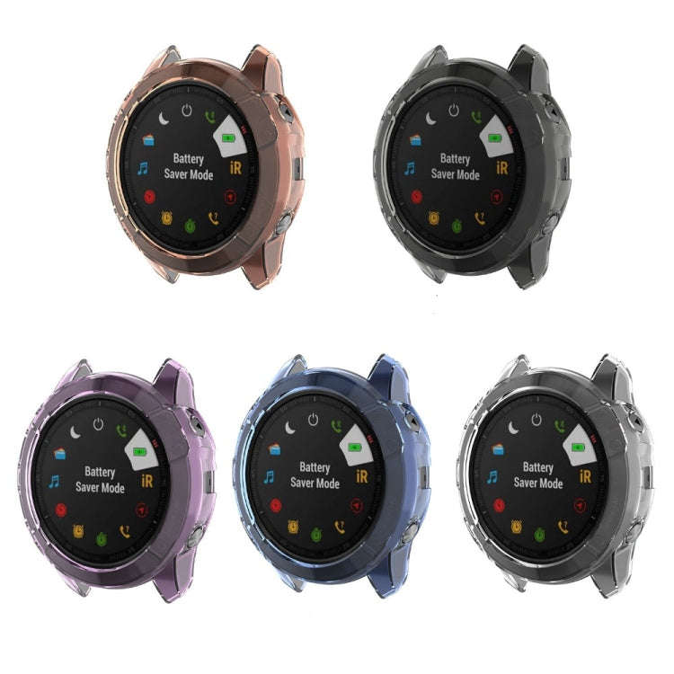 For Garmin Fenix 6X / 6X Pro Smart Watch Half Coverage TPU Protective Case(Transparent Blue)
