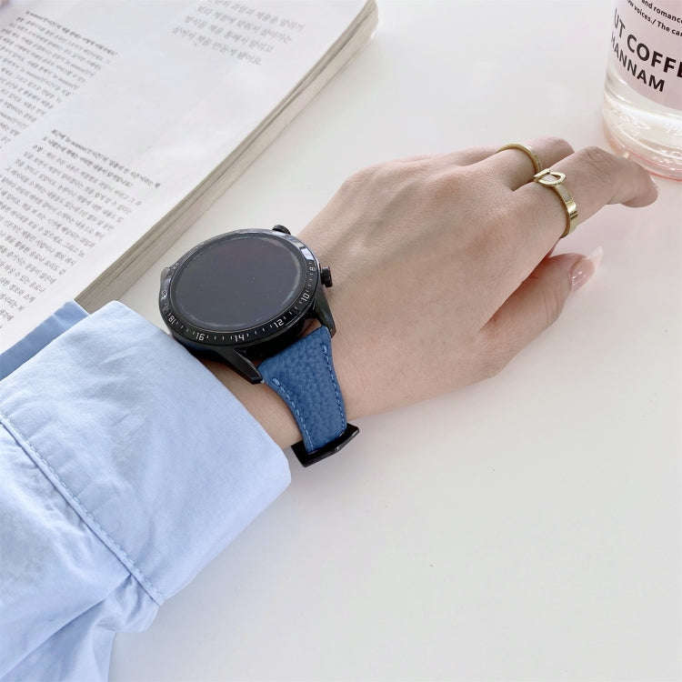 20mm Small Waist Lychee Texture Leather Watch Band(Coffee)