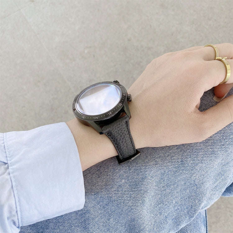 20mm Small Waist Lychee Texture Leather Watch Band(Coffee)