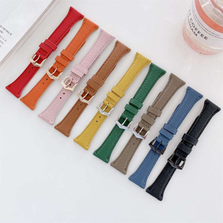 20mm Small Waist Lychee Texture Leather Watch Band(Coffee)