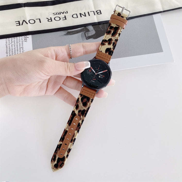 20mm Denim Leather Watch Band(Brown Leopard)