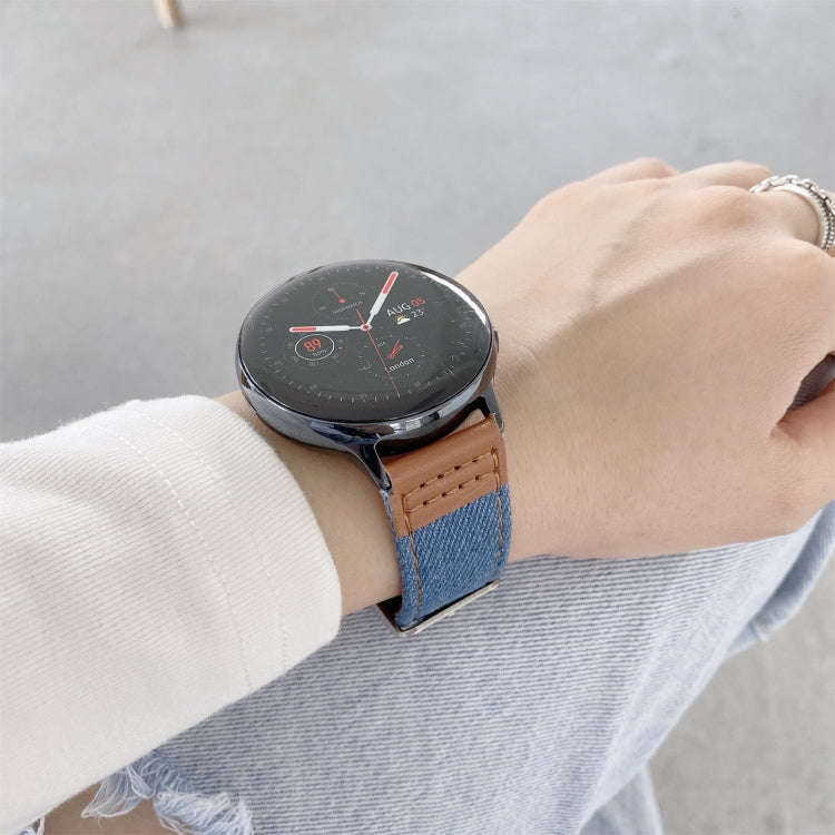 22mm Denim Leather Watch Band(Light Blue)