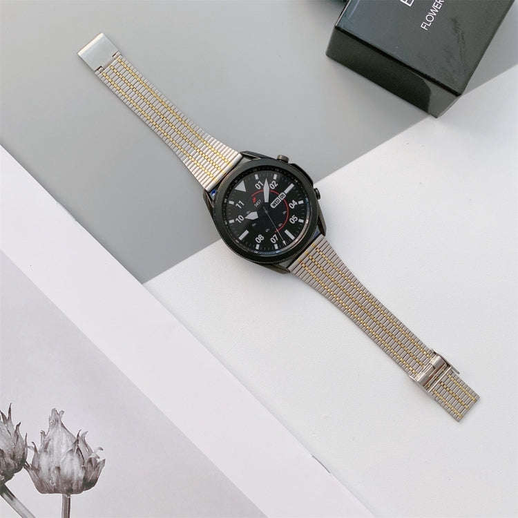 22mm Seven-beads Small Waist Steel Watch Band(Silver Gold)