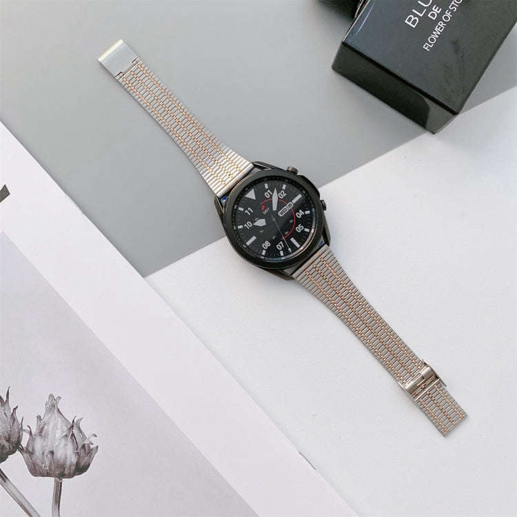 22mm Seven-beads Small Waist Steel Watch Band(Silver Rose Gold)