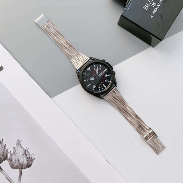 22mm Seven-beads Small Waist Steel Watch Band(Silver Rose Gold)