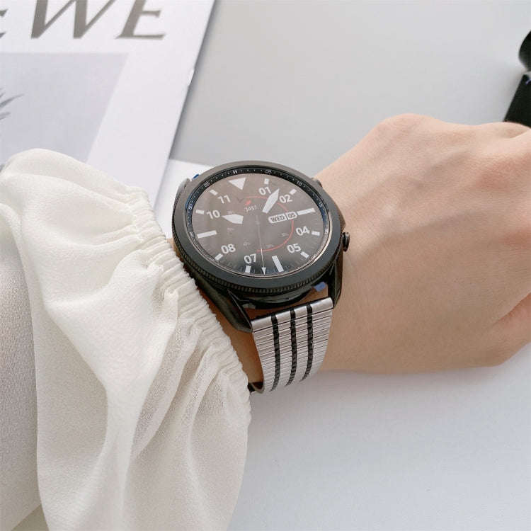 22mm Seven-beads Small Waist Steel Watch Band(Silver Gold)