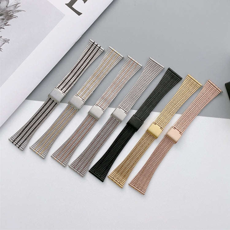 22mm Seven-beads Small Waist Steel Watch Band(Gold)