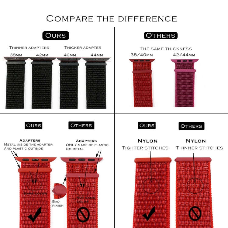 For Apple Watch Series 7 45mm / 6 & SE & 5 & 4 44mm / 3 & 2 & 1 42mm Color Matching Nylon Watch B...