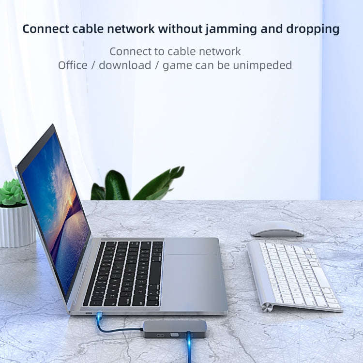 Basix BL10V 10 in 1 USB-C / Type-C to RJ45 + VGA + HDMI + 3.5mm AUX + SD / TF Card Slot + PD USB-...