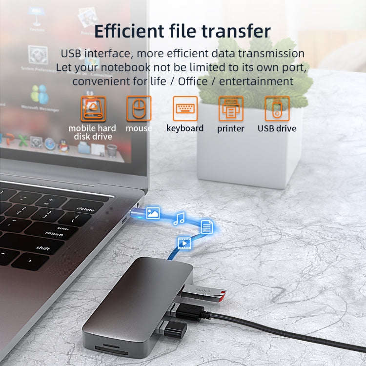Basix BL10V 10 in 1 USB-C / Type-C to RJ45 + VGA + HDMI + 3.5mm AUX + SD / TF Card Slot + PD USB-...