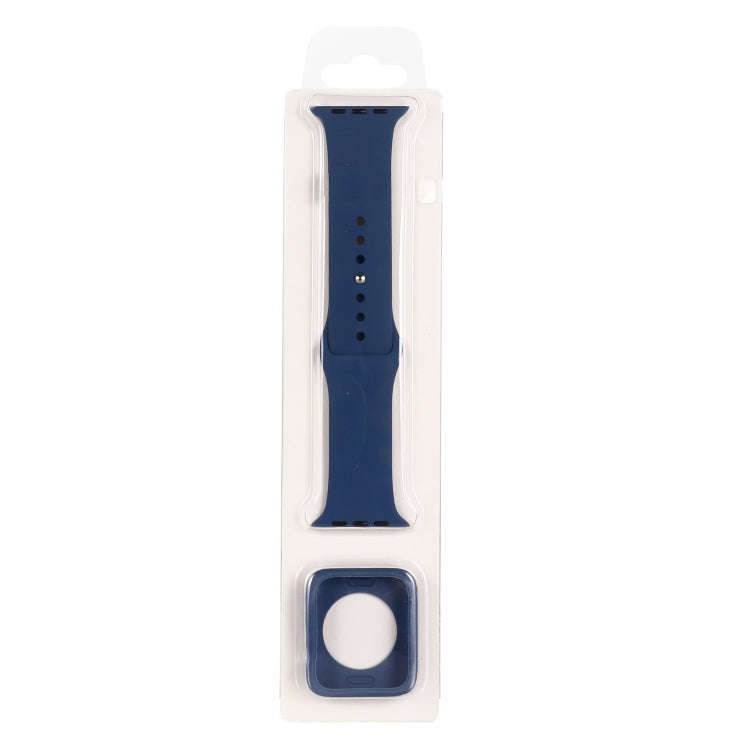 Silicone Watch Band + Watch Protective Case Set For Apple Watch Series 3 & 2 & 1 38mm(Ice Blue)