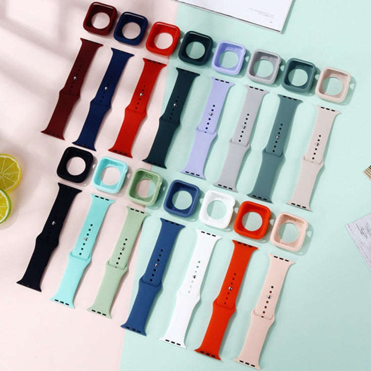 Silicone Watch Band + Watch Protective Case Set For Apple Watch Series 3 & 2 & 1 38mm(Pine Needle...