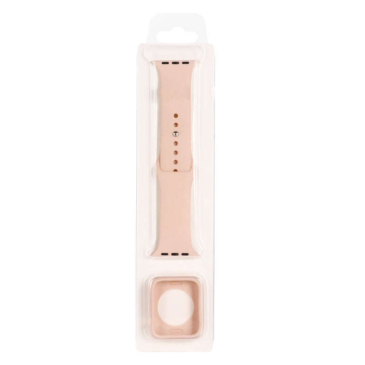 Silicone Watch Band + Watch Protective Case Set For Apple Watch Series 3 & 2 & 1 42mm(Rose Pink)
