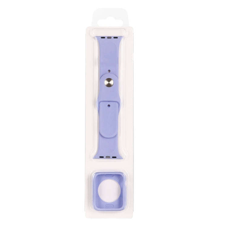 Silicone Watch Band + Watch Protective Case Set For Apple Watch Series 3 & 2 & 1 42mm(Purple)