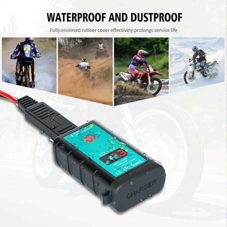 WUPP ZH-1422A2 DC12-24V Motorcycle Square Dual USB Fast Charging Charger with Switch + Voltmeter ...