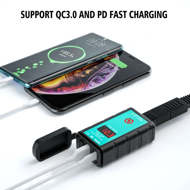 WUPP ZH-1422B2 DC12-24V Motorcycle Square Single USB + PD Fast Charging Charger with Switch + Vol...