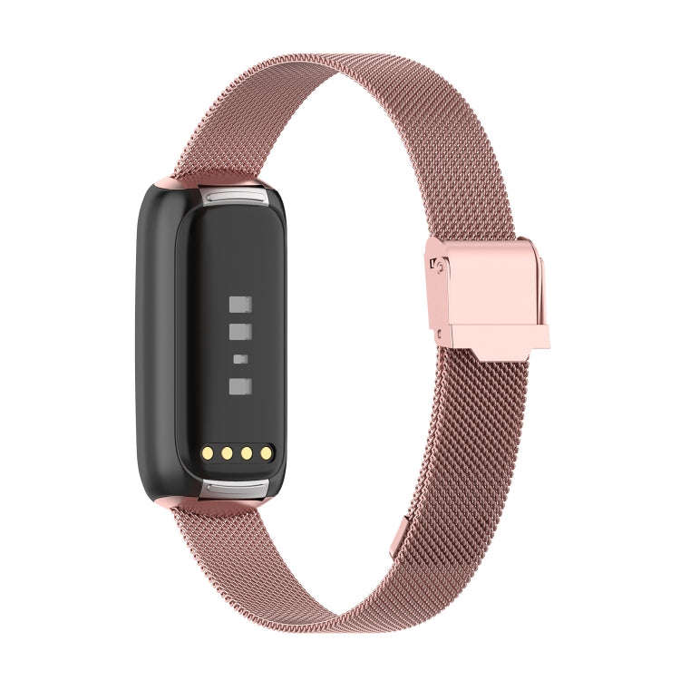 For Fitbit Luxe Clip-on Metal Watch Band(Rose Pink)