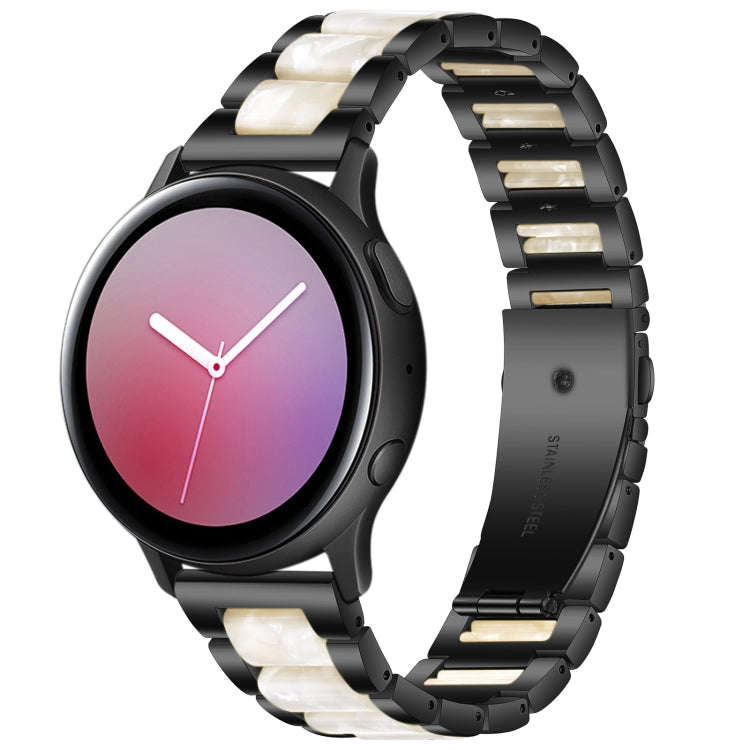 For Samsung Smart Watch 20mm Three-beads Steel + Resin Watch Band(Black White)