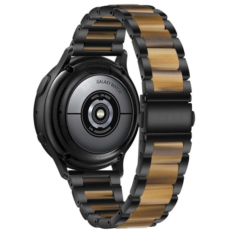For Samsung Smart Watch 20mm Three-beads Steel + Resin Watch Band(Black Gold)