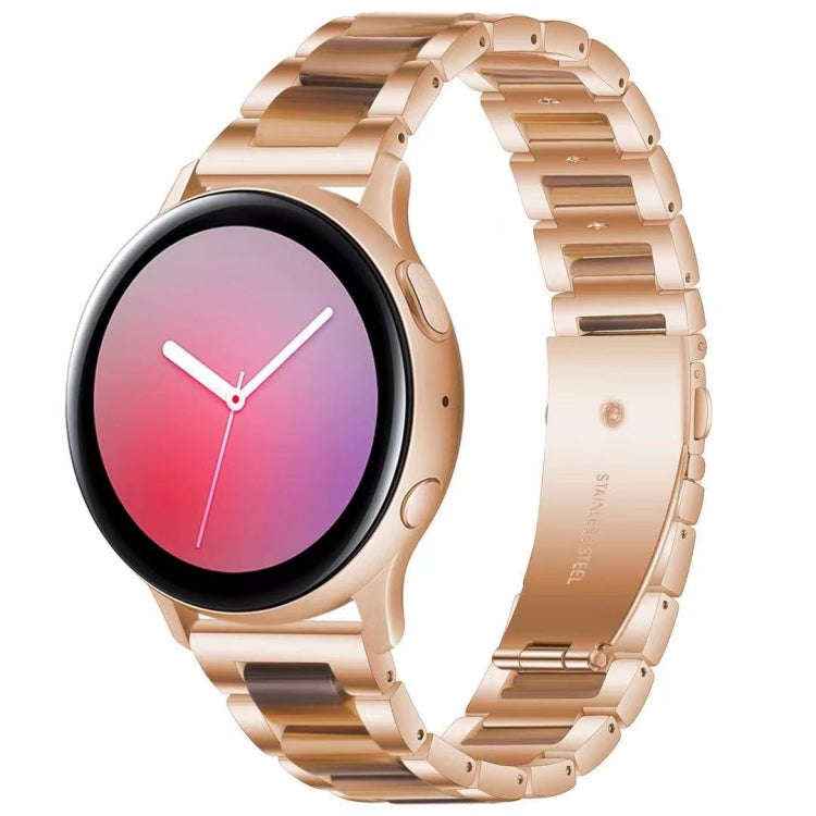 For Samsung Smart Watch 20mm Three-beads Steel + Resin Watch Band(Rose Gold Gold)