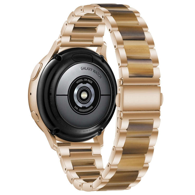 For Samsung Smart Watch 20mm Three-beads Steel + Resin Watch Band(Rose Gold Gold)