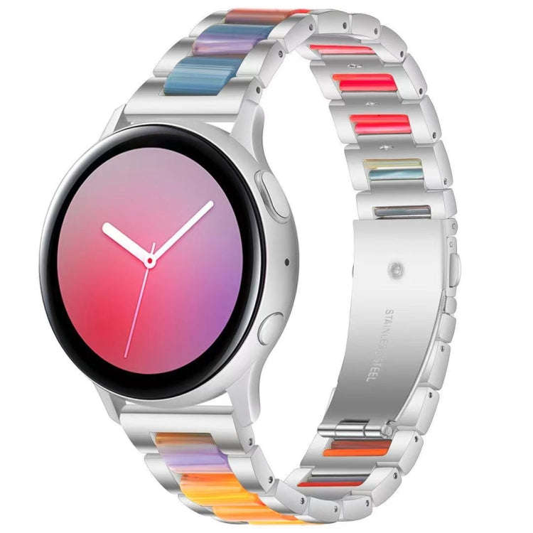 For Samsung Smart Watch 20mm Three-beads Steel + Resin Watch Band(Silver Rainbow)