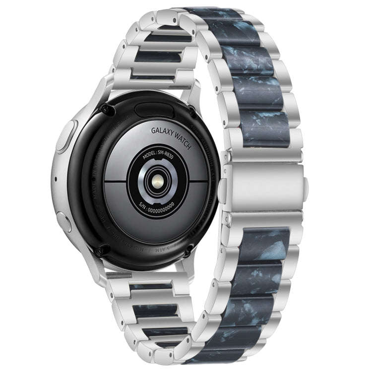 For Samsung Smart Watch 20mm Three-beads Steel + Resin Watch Band(Silver Blue)