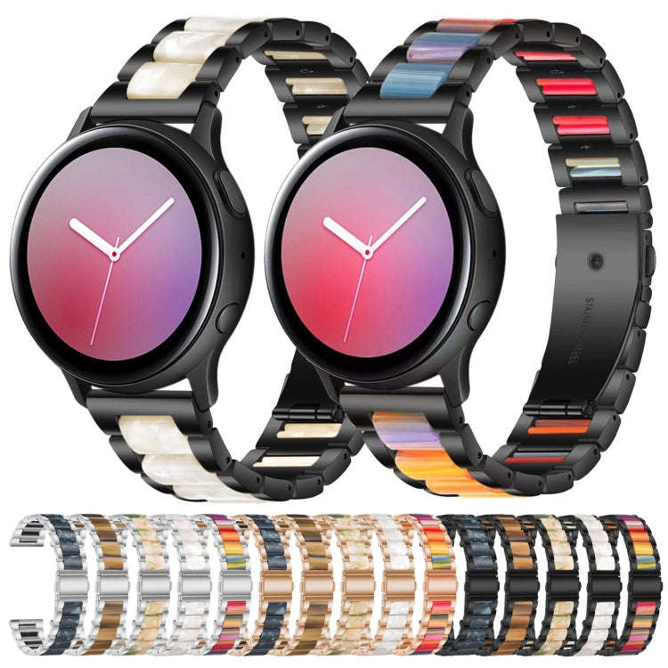 For Samsung Smart Watch 20mm Three-beads Steel + Resin Watch Band(Silver Blue)