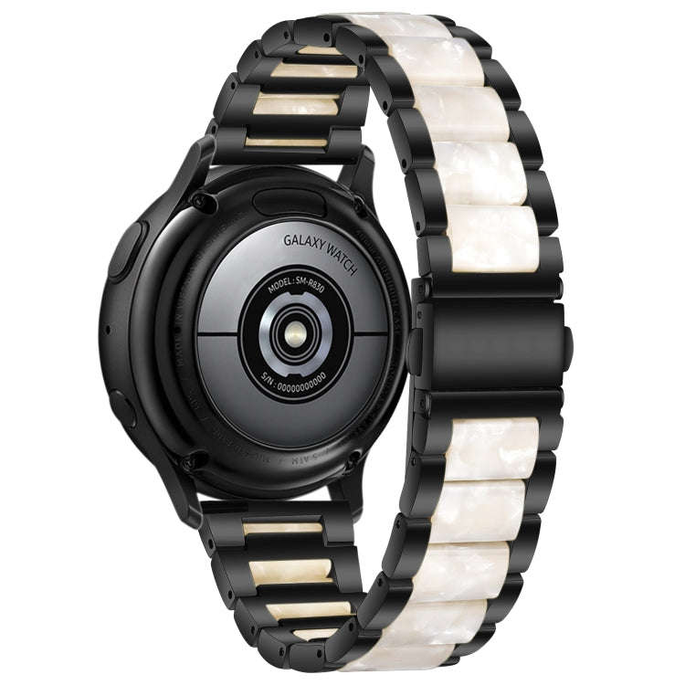 For Samsung Smart Watch 22mm Three-beads Steel + Resin Watch Band(Black White)