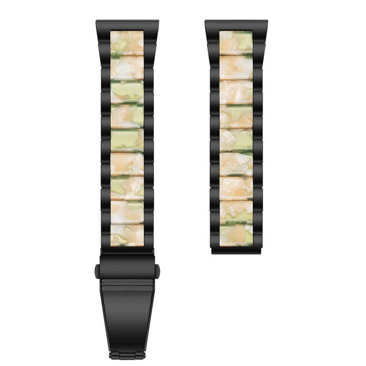 For Samsung Smart Watch 22mm Three-beads Steel + Resin Watch Band(Black Pink Green)