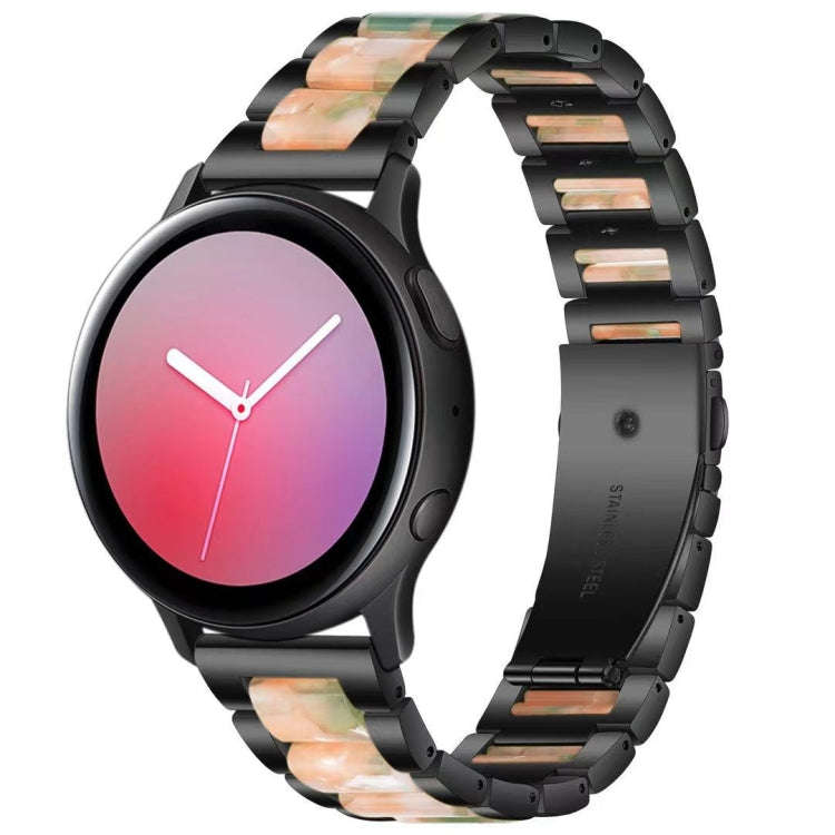 For Samsung Smart Watch 22mm Three-beads Steel + Resin Watch Band(Black Pink Green)