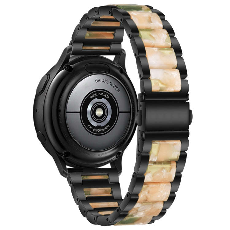 For Samsung Smart Watch 22mm Three-beads Steel + Resin Watch Band(Black Pink Green)