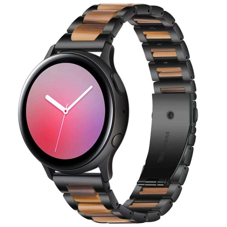 For Samsung Smart Watch 22mm Three-beads Steel + Resin Watch Band(Black Gold)