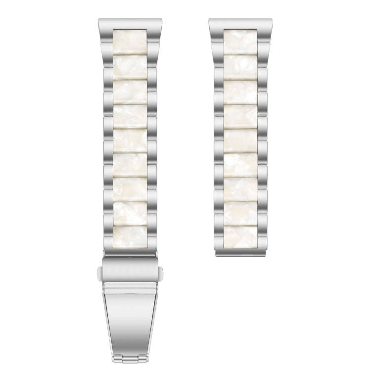 For Samsung Smart Watch 22mm Three-beads Steel + Resin Watch Band(Silver White)