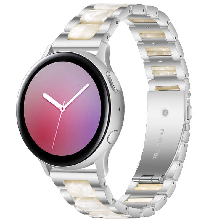For Samsung Smart Watch 22mm Three-beads Steel + Resin Watch Band(Silver White)