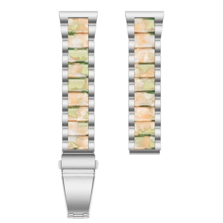 For Samsung Smart Watch 22mm Three-beads Steel + Resin Watch Band(Silver Pink Green)