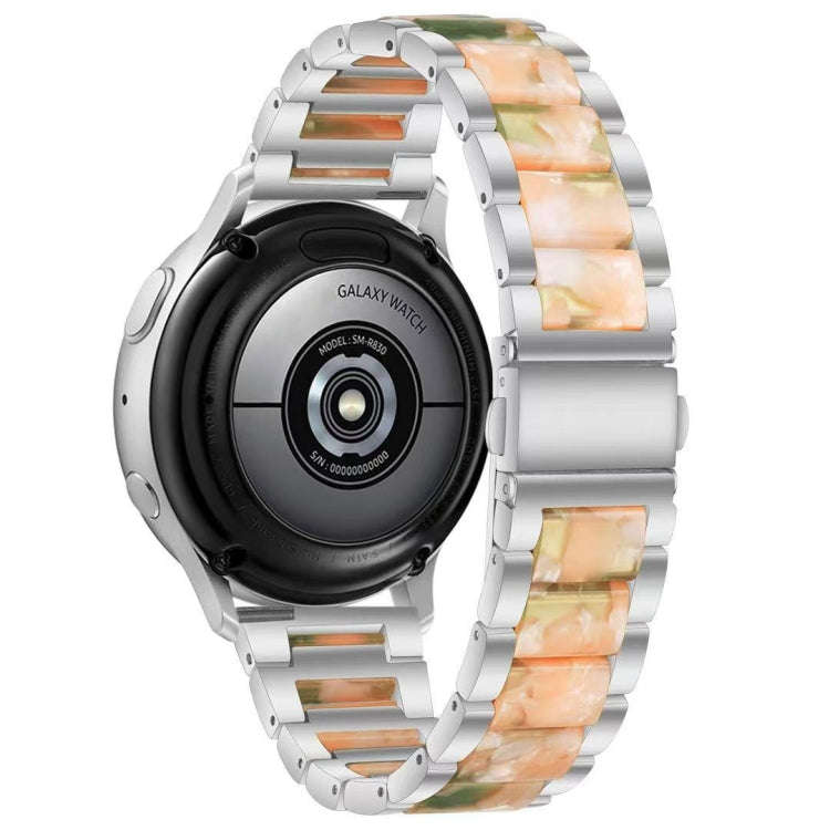 For Samsung Smart Watch 22mm Three-beads Steel + Resin Watch Band(Silver Pink Green)